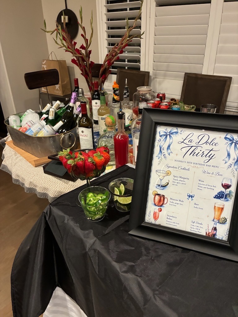 Anniversary reception bar setup